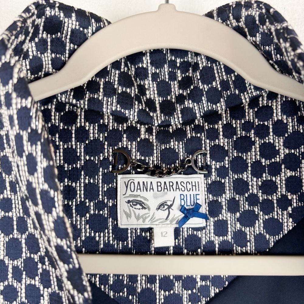 Yoana Baraschi Anthropologie Blue Print Long Line Jacket Sz 12 - Picture 5 of 10